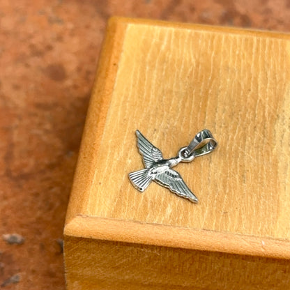 14KT White Gold Tiny Dove Pendant Charm 18mm x 12mm