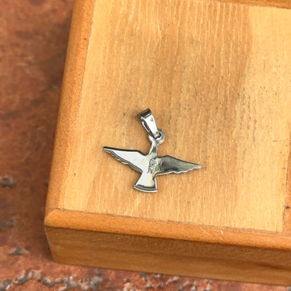 14KT White Gold Tiny Dove Pendant Charm 18mm x 12mm