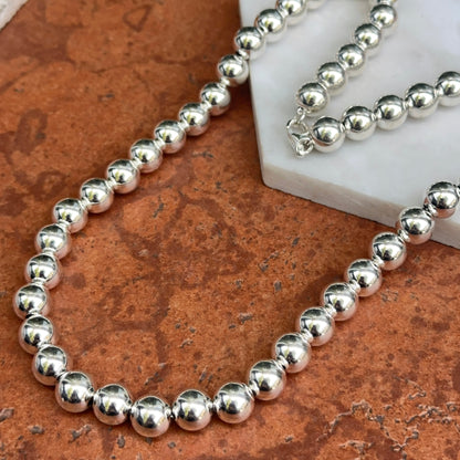 Sterling Silver 10mm Ball Link Necklace