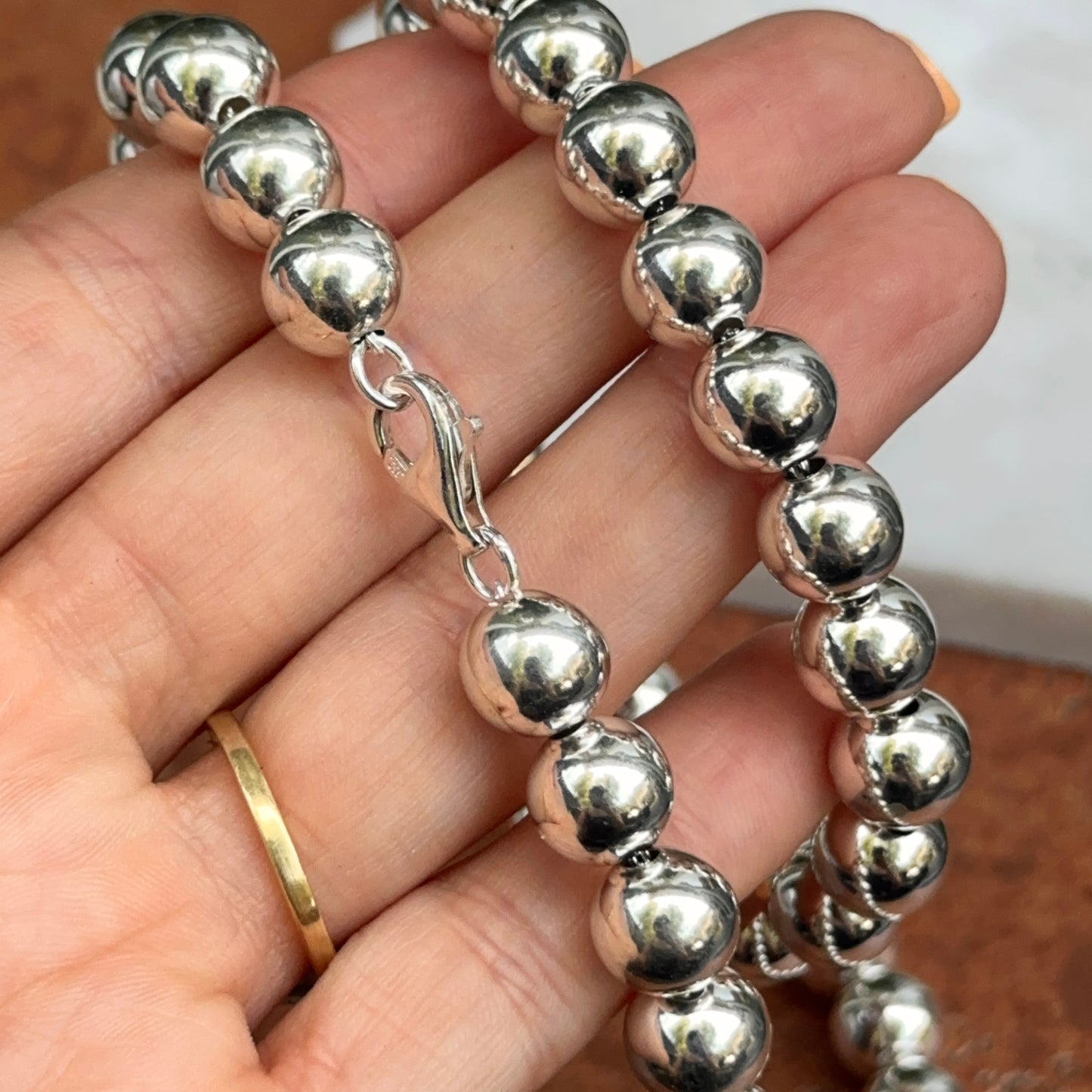 Sterling Silver 10mm Ball Link Necklace