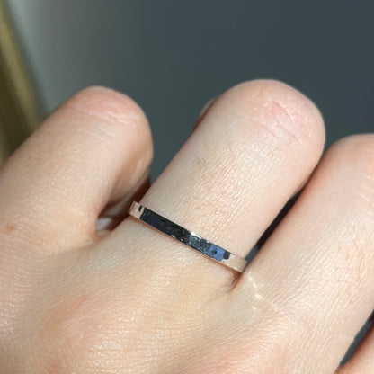 10KT White Gold Hammered 2mm Band Ring