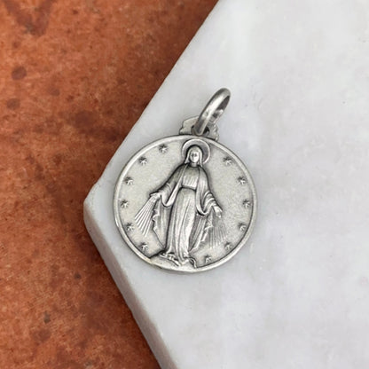 Sterling Silver Miraculous Medal Round Pendant 18mm