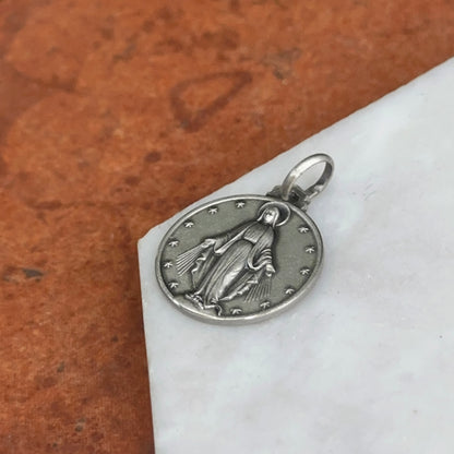 Sterling Silver Miraculous Medal Round Pendant 18mm