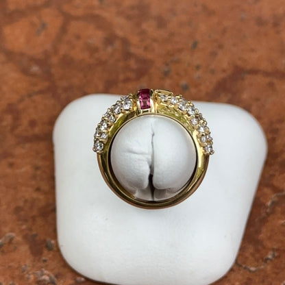 18KT Yellow Gold Square Cut Ruby and Diamond Band Ring