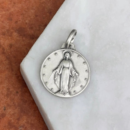Sterling Silver Miraculous Medal Round Pendant 16mm