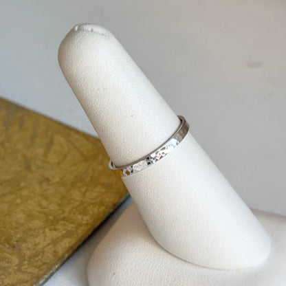 10KT White Gold Hammered 2mm Band Ring