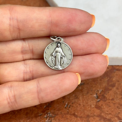 Sterling Silver Miraculous Medal Round Pendant 16mm