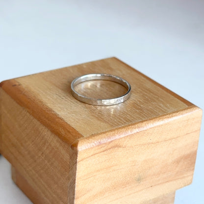 10KT White Gold Hammered 2mm Band Ring