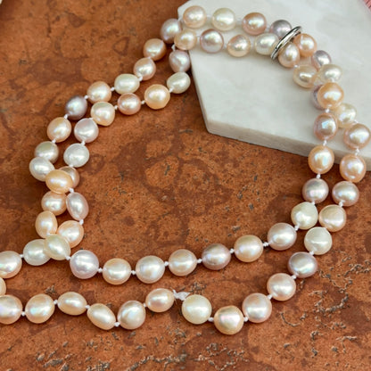 Estate Pink + White South Sea Pearl Strand Necklace 37"