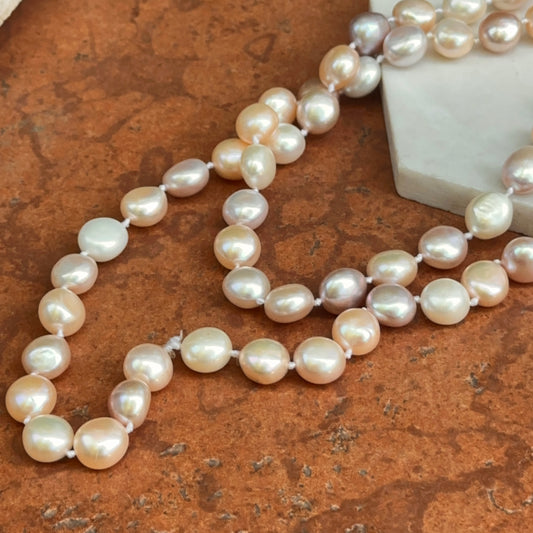 Estate Pink + White South Sea Pearl Strand Necklace 37"