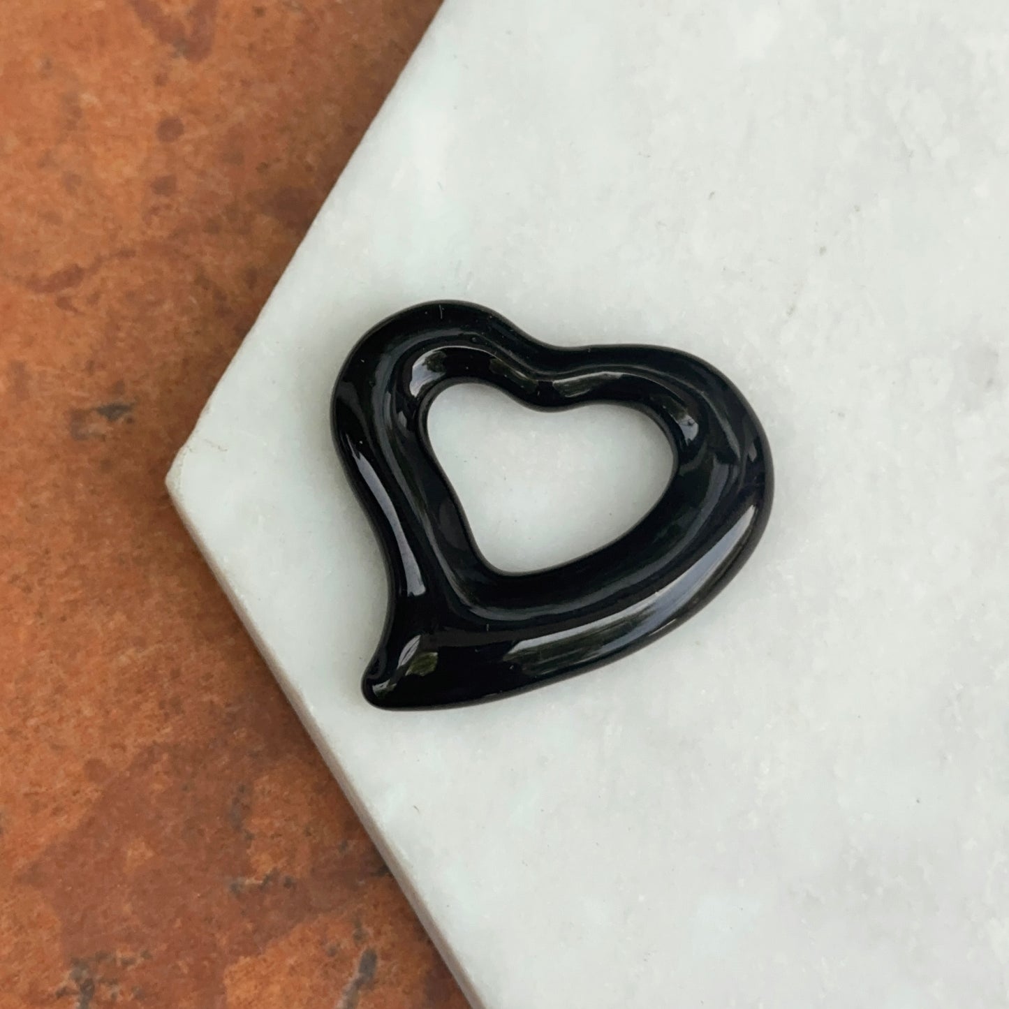 Estate Black Onyx Heart Pendant Charm