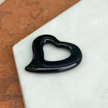 Estate Black Onyx Heart Pendant Charm