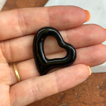 Estate Black Onyx Heart Pendant Charm