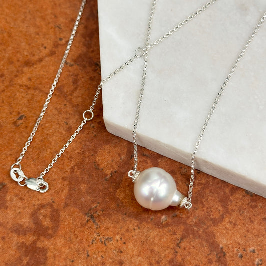Sterling Silver + Paspaley South Sea Pearl 18” Adjustable Chain Necklace