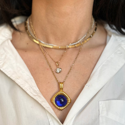 2 Yellow Gold-Plated Kenneth Jay lane Four Round Stones Interchangeable Pendants