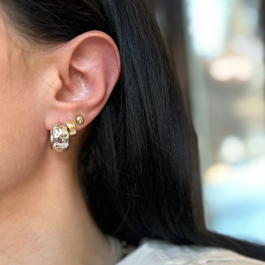 Sterling Silver Hammered Hoop Earrings