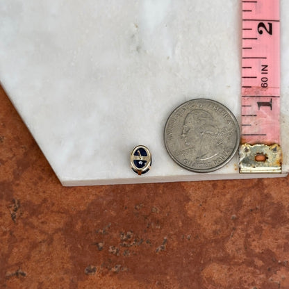 Estate 10KT Yellow Gold Oval 4.21 CT Blue Sapphire Stud Earrings