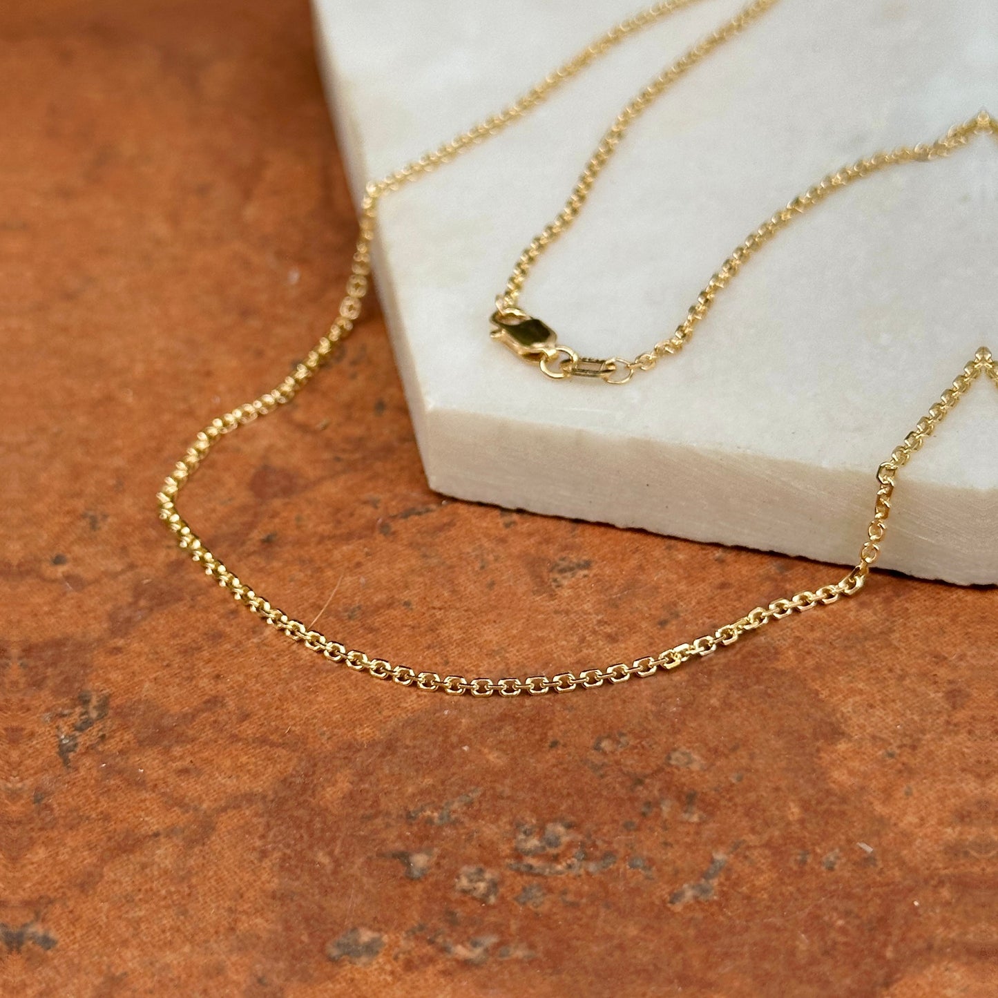 14KT Yellow Gold 1.45mm Diamond-Cut Cable Chain Necklace