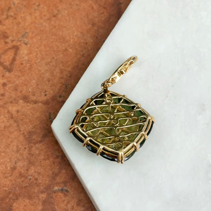 Estate 18KT Yellow Gold Green Tourmaline, Peridot + Diamond Pendant Enhancer