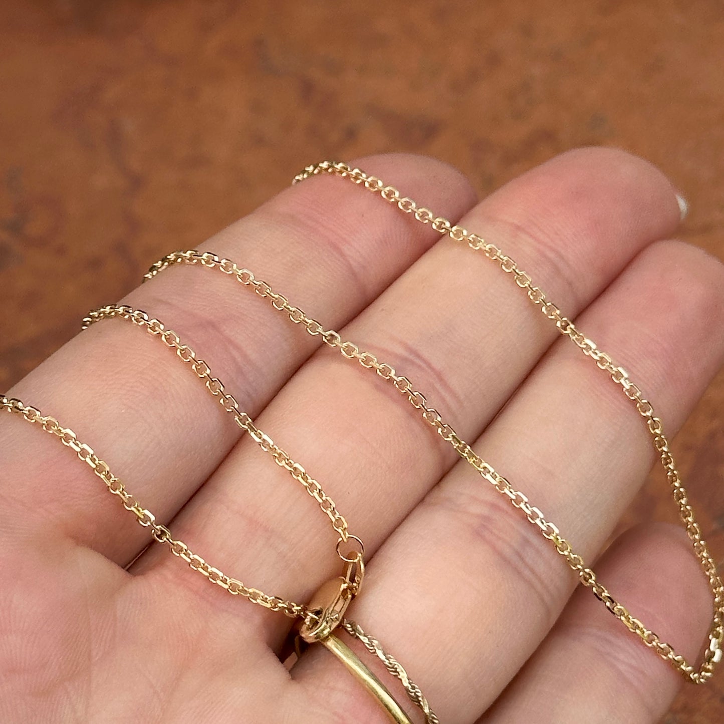 14KT Yellow Gold 1.45mm Diamond-Cut Cable Chain Necklace
