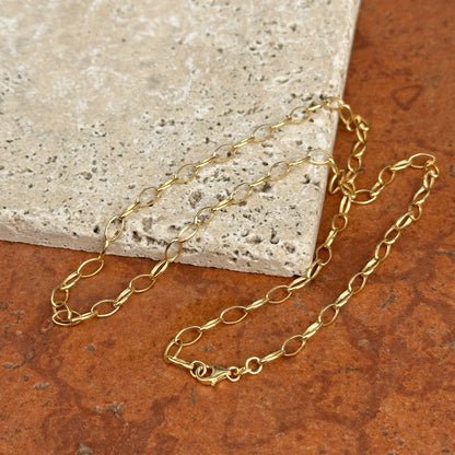 14KT Yellow Gold Solid Open Oval 4.35mm Chain Necklace