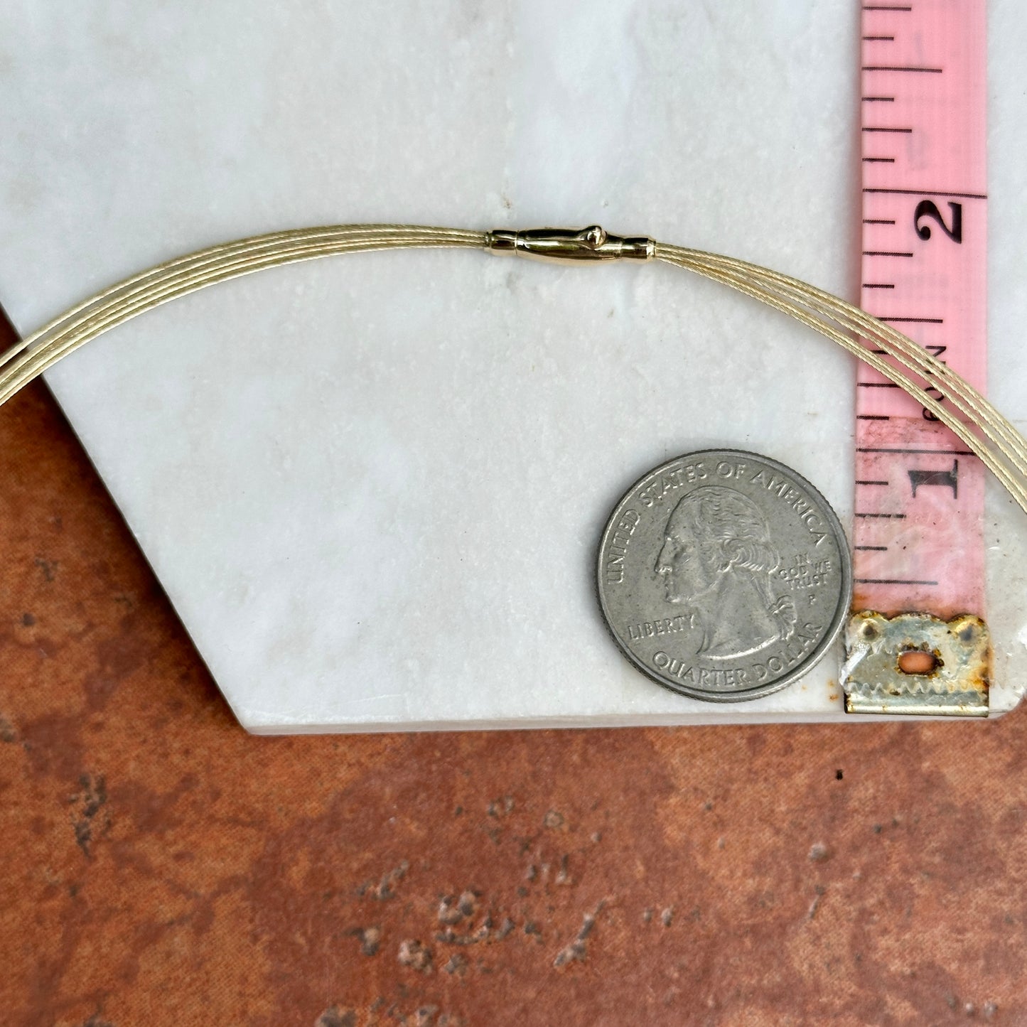 14KT Yellow Gold 5-Strand Solid Cable Wire Collar Necklace 16"