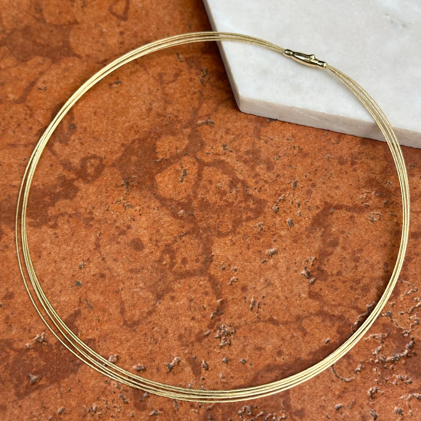 14KT Yellow Gold 5-Strand Solid Cable Wire Collar Necklace 16"