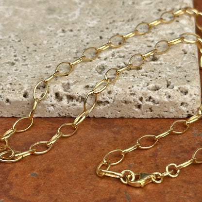 14KT Yellow Gold Solid Open Oval 4.35mm Chain Necklace