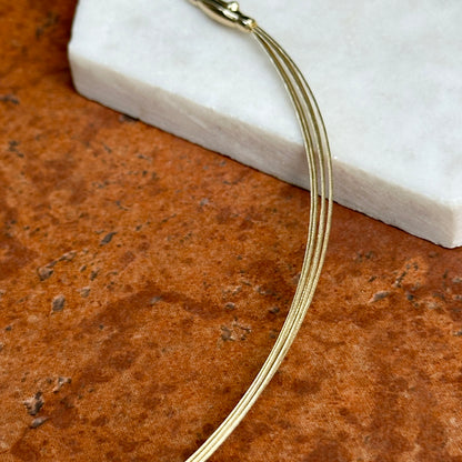 14KT Yellow Gold 5-Strand Solid Cable Wire Collar Necklace 16"