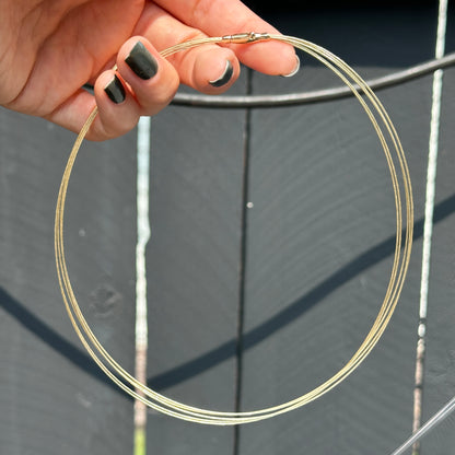 14KT Yellow Gold 5-Strand Solid Cable Wire Collar Necklace 16"