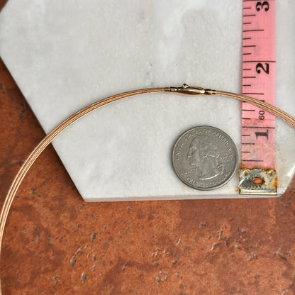 14KT Rose Gold 5-Strand Solid Cable Wire Collar Necklace 16"