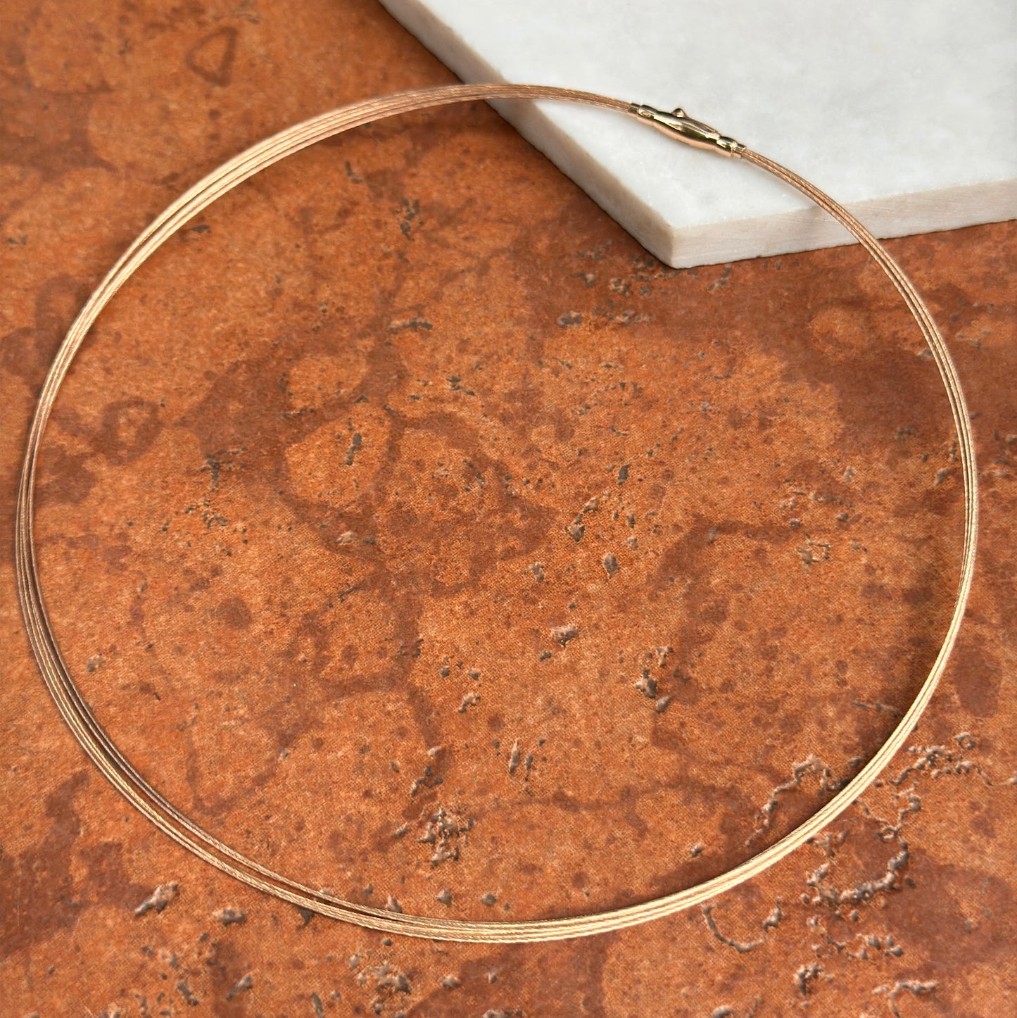 14KT Rose Gold 5-Strand Solid Cable Wire Collar Necklace 16"