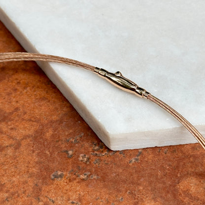 14KT Rose Gold 5-Strand Solid Cable Wire Collar Necklace 16"