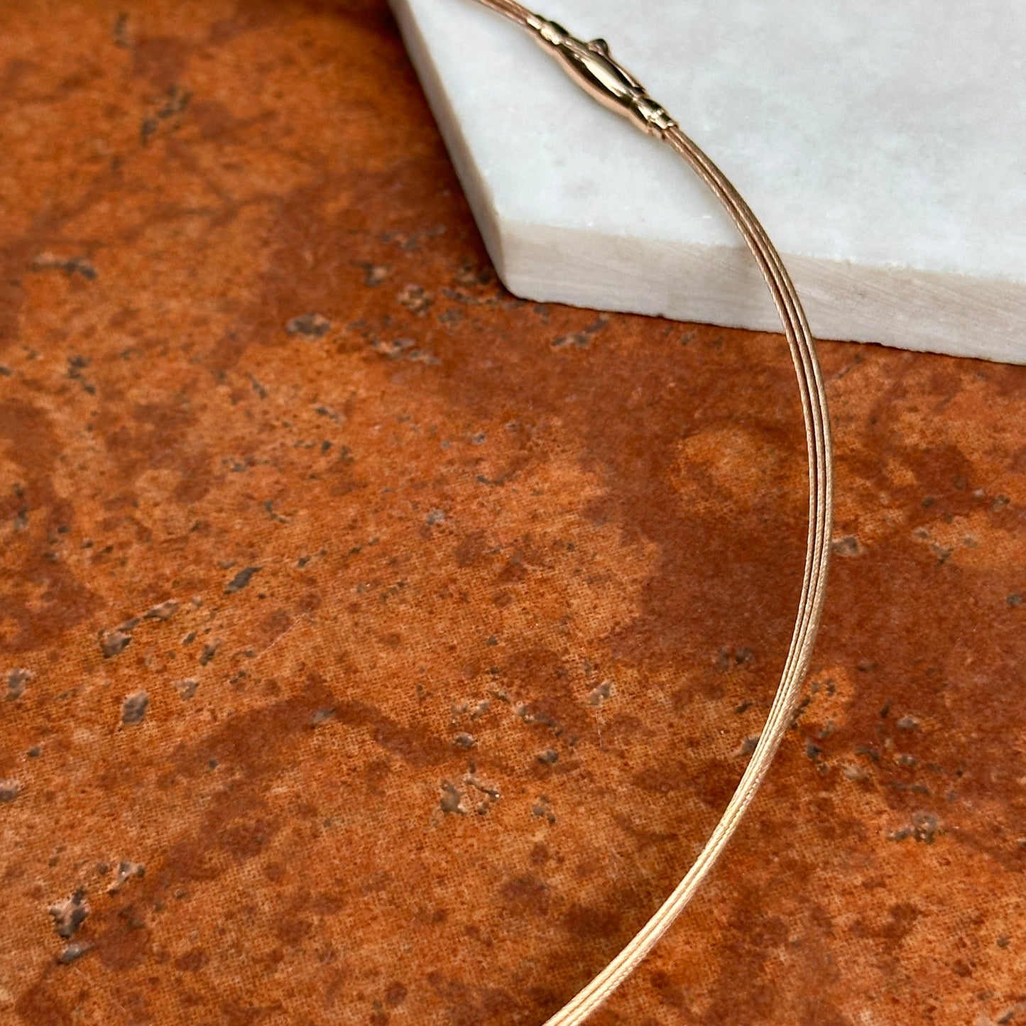 14KT Rose Gold 5-Strand Solid Cable Wire Collar Necklace 16"