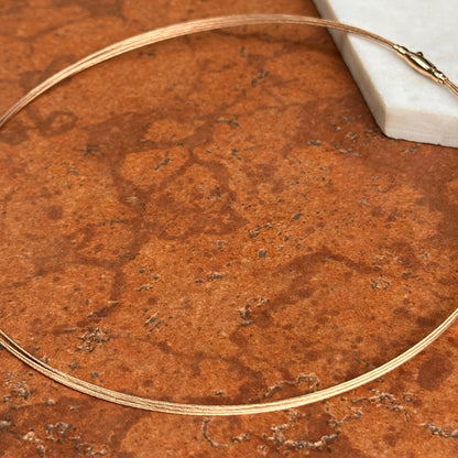14KT Rose Gold 5-Strand Solid Cable Wire Collar Necklace 16"