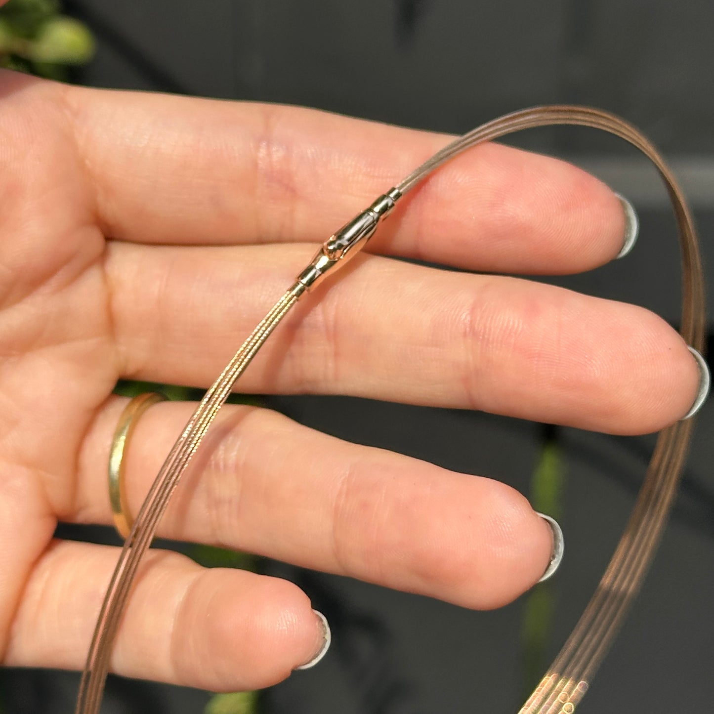 14KT Rose Gold 5-Strand Solid Cable Wire Collar Necklace 16"