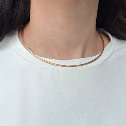 14KT Rose Gold 5-Strand Solid Cable Wire Collar Necklace 16"