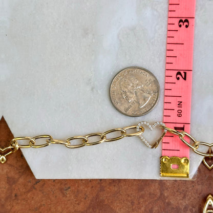 14KT Yellow Gold Diamond Heart Clasp Bail Center Charm