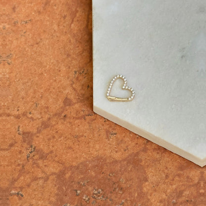 14KT Yellow Gold Diamond Heart Clasp Bail Center Charm