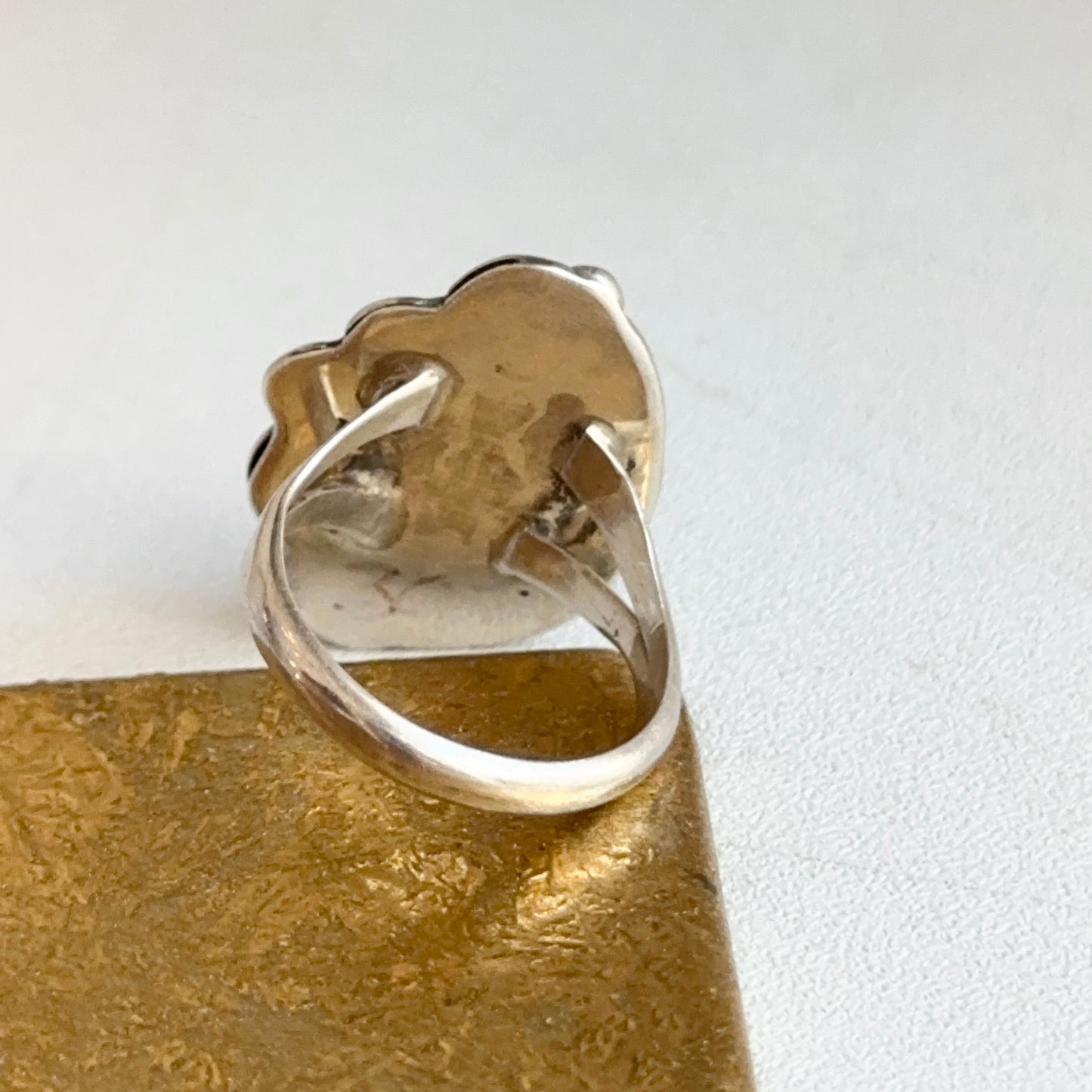 Estate Native American Sterling Silver Matrix Turquoise Ring