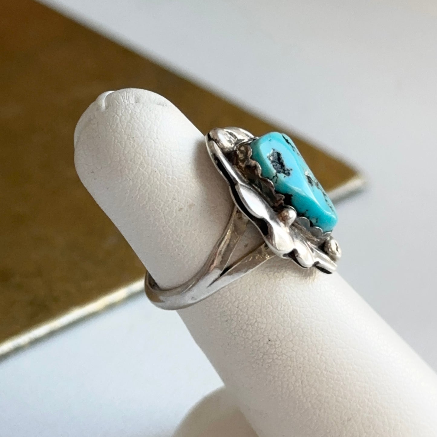 Estate Native American Sterling Silver Matrix Turquoise Ring