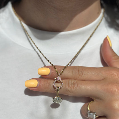 14KT Yellow Gold Pink Sapphire Pendant Hanger