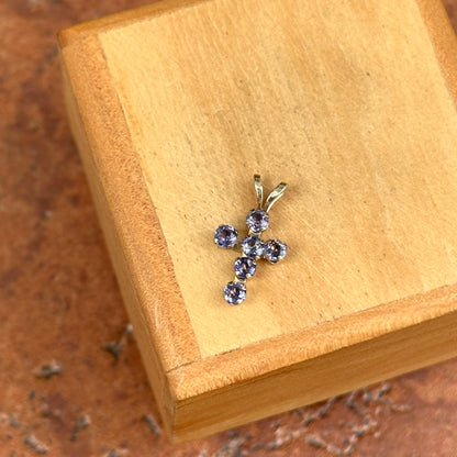 10KT Yellow Gold Iolite Small Cross Pendant Charm