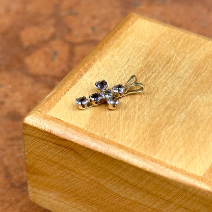 10KT Yellow Gold Iolite Small Cross Pendant Charm