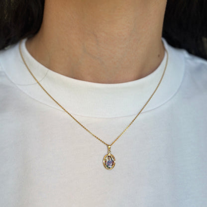 14KT Yellow Gold Hand Painted St Barbara Medal Pendant