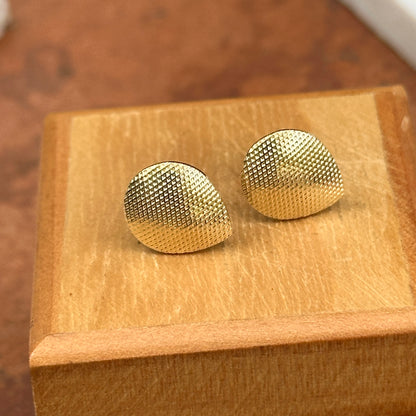 10KT Yellow Gold Teardrop Textured Stud Post Pierced Earrings