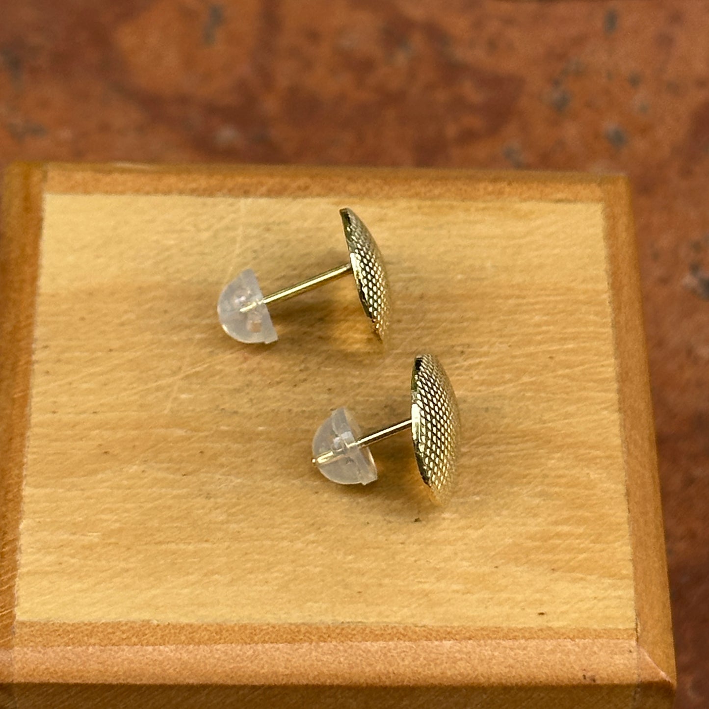 10KT Yellow Gold Teardrop Textured Stud Post Pierced Earrings