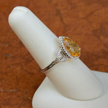 Load image into Gallery viewer, 14KT White Gold Pear Citrine + Diamond Halo Ring