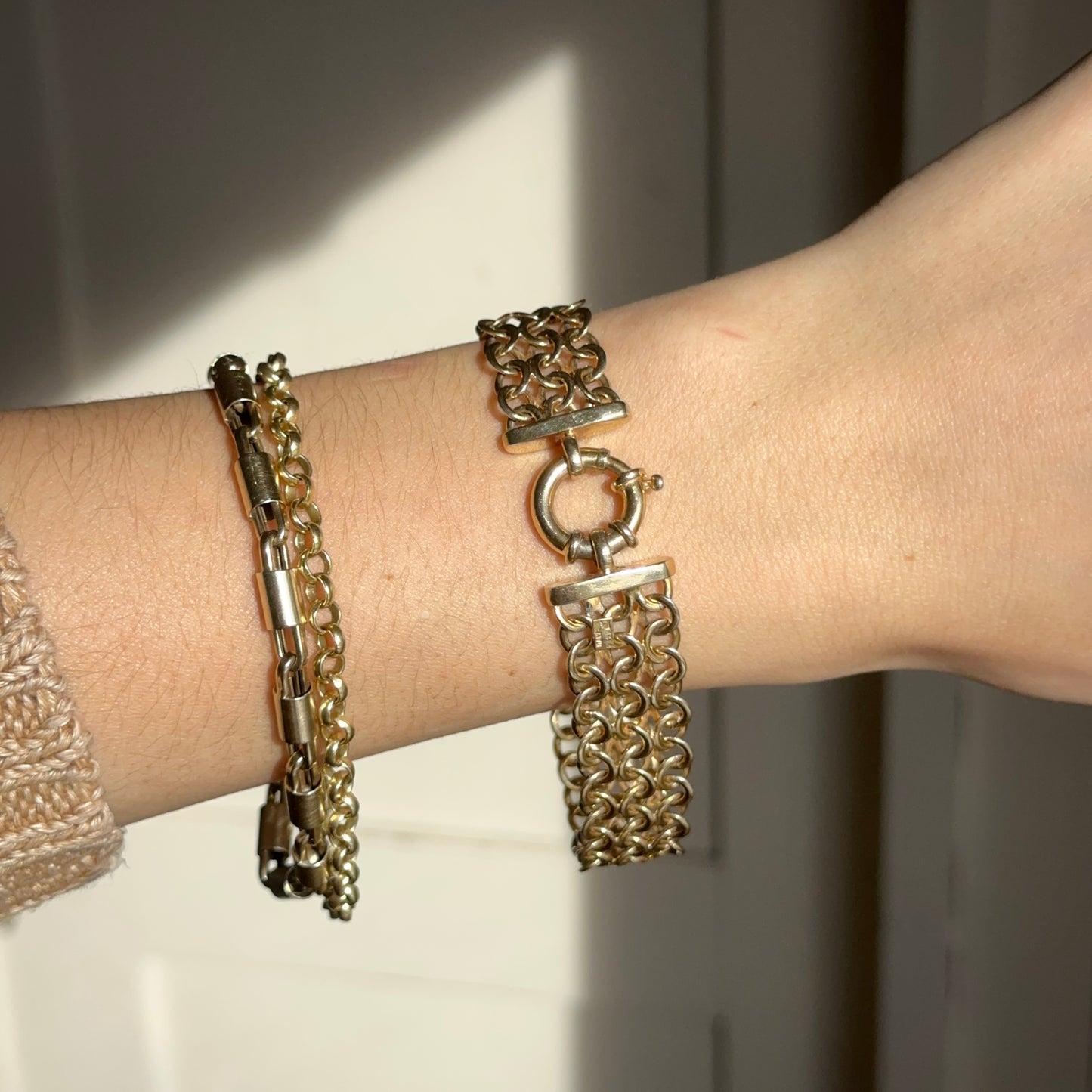 Estate 14KT Yellow Gold Open Weave Bracelet + Fancy Spring Clasp