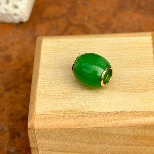 14KT Yellow Gold Dyed Green Jade Pendant Slide